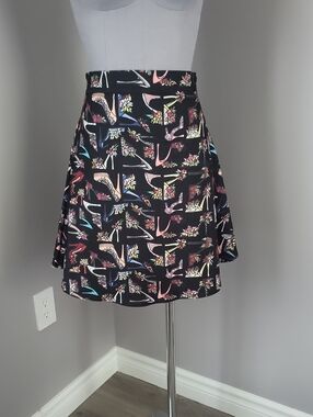 Deborah Lyall Canadian Made Novelty Shoe Print Skirt - M